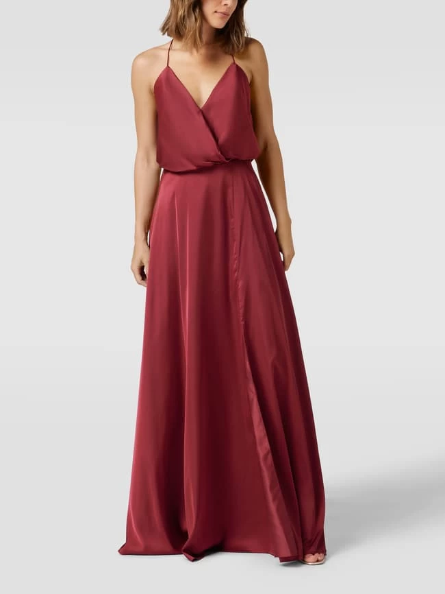 Unique Abendkleid Mit Spaghettiträgern - Dunkelrot 3 Unique Abendkleid Mit Spaghettiträgern - Dunkelrot