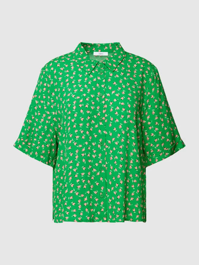 Jake*s Casual Hemdbluse Mit Allover-Muster Aus Reiner Viskose - Apfelgrün 3 Jake*s Casual Hemdbluse Mit Allover-Muster Aus Reiner Viskose - Apfelgrün