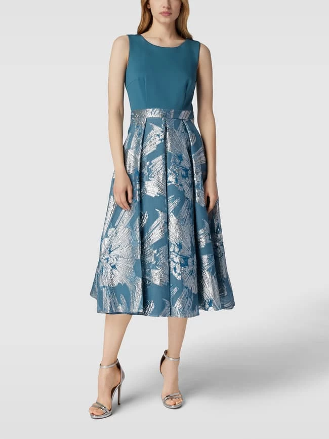 Swing Cocktailkleid Mit Effektgarn - Bleu 3 Swing Cocktailkleid Mit Effektgarn - Bleu