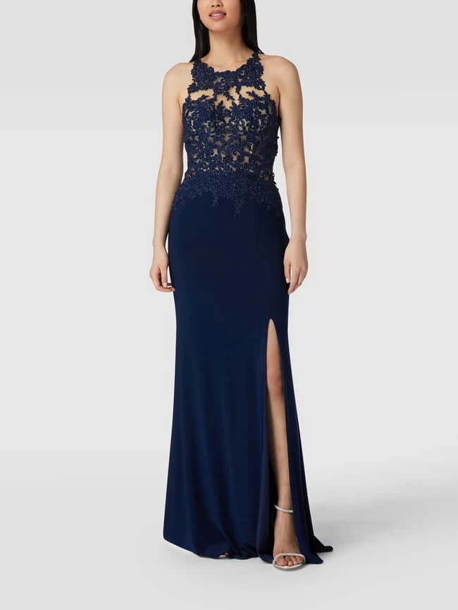 Mascara Abendkleid Mit Floralen Stickereien Und Ziersteinen - Dunkelblau 3 Mascara Abendkleid Mit Floralen Stickereien Und Ziersteinen - Dunkelblau