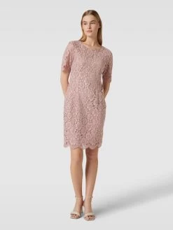 Montego Cocktailkleid Aus Spitze Mit Floralem Allover-Muster - Taupe