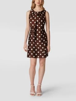 Swing Cocktailkleid Mit Polka Dots - Schokobraun