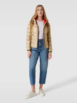 Blauer Usa Steppjacke Mit Label-Detail - Beige