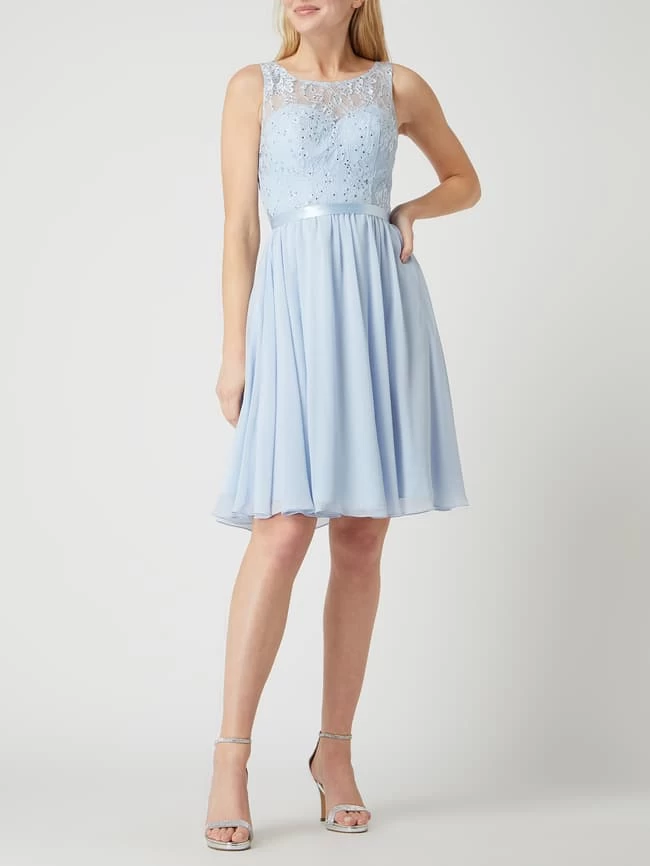 Luxuar Cocktailkleid Aus Floraler Spitze Und Chiffon - Hellblau 3 Luxuar Cocktailkleid Aus Floraler Spitze Und Chiffon - Hellblau