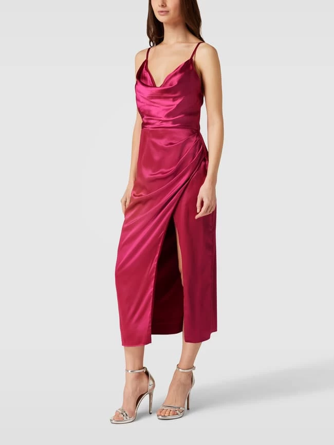 Luxuar Cocktailkleid Mit Wasserfallausschnitt - Pink 3 Luxuar Cocktailkleid Mit Wasserfallausschnitt - Pink