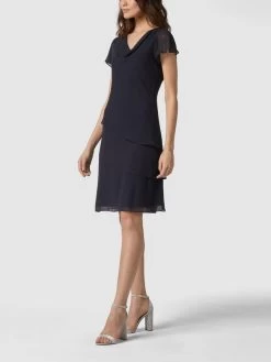 Christian Berg Cocktail Cocktailkleid Mit Volants - Marineblau Meliert