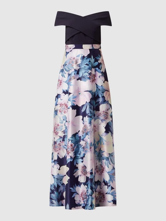 Christian Berg Cocktail Off-Shoulder-Abendkleid In Wickel-Optik - Marineblau Meliert 3 Christian Berg Cocktail Off-Shoulder-Abendkleid In Wickel-Optik - Marineblau Meliert – Bild 2