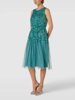 LACE & BEADS Cocktailkleid Mit Paillettenbesatz - Petrol