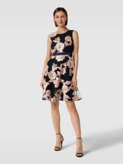 Christian Berg Cocktail Cocktailkleid Mit Taillenpasse - Marineblau Meliert