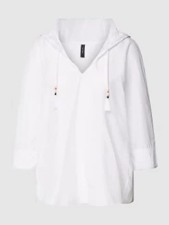 Marc Cain Bluse Mit Seiden-Anteil In Unifarbenem Design - Weiß