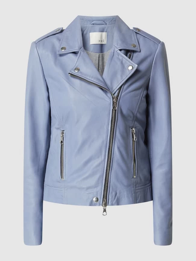 Oui Lederjacke Im Biker-Look - Bleu 4 Oui Lederjacke Im Biker-Look - Bleu – Bild 2