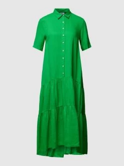 Emily Van Den Bergh Hemdblusenkleid Aus Leinen Mit Kentkragen - Grün