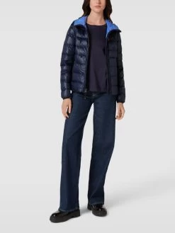 Blauer Usa Steppjacke Mit Label-Detail - Marineblau