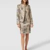 White Label Knielanges Kleid Aus Leinen Mit Motiv-Print - Sand