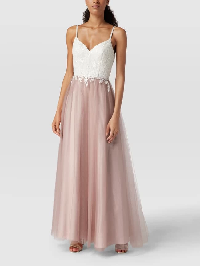Luxuar Abendkleid Mit Kontrastbesatz - Rosé 3 Luxuar Abendkleid Mit Kontrastbesatz - Rosé