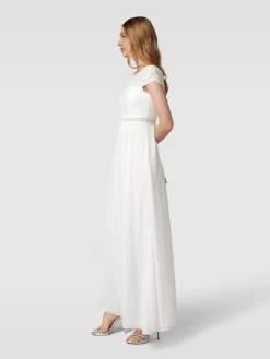 Jake*s Cocktail Abendkleid Mit Floraler Spitze - Ecru