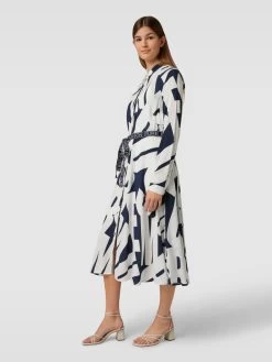 Emily Van Den Bergh Hemdblusenkleid Mit Bindegürtel Modell 'Letter' - Schwarz