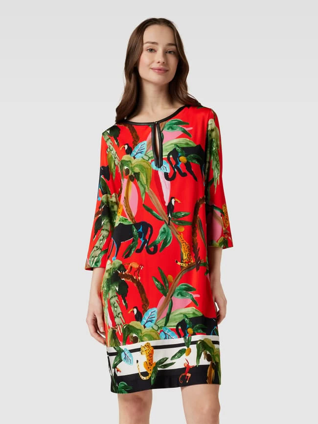 Marc Cain Knielanges Kleid Mit Allover-Muster - Rot 6 Marc Cain Knielanges Kleid Mit Allover-Muster - Rot – Bild 4