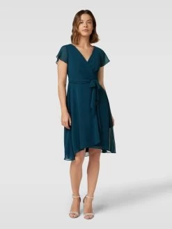 Christian Berg Cocktail Cocktailkleid In Wickel-Optik - Lagune Meliert