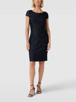 Christian Berg Cocktail Etuikleid Mit Strukturmuster - Marineblau Meliert