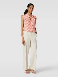 MORE&MORE More & More Blusentop Aus Reiner Viskose Mit Allover-Muster - Lachs