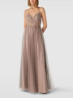 Unique Abendkleid Mit Paillettenbesatz - Sand