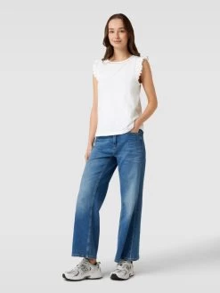 Jake*s Casual Blusenshirt Mit Lochmuster - Weiß