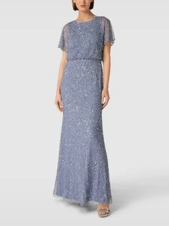 Damen Mode 24 Christian Berg Cocktail Abendkleid Mit Paillettenbesatz - Blau