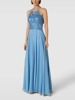 V.M. Abendkleid Mit Paillettenbesatz - Hellblau