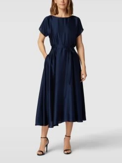 Swing Cocktailkleid Mit Taillenband - Marineblau