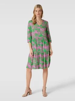 Montego Knielanges Kleid Aus Viskose Mit Allover-Print - Pink