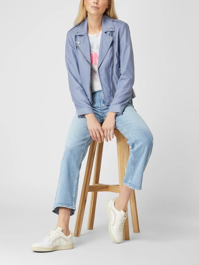 Oui Lederjacke Im Biker-Look - Bleu 3 Oui Lederjacke Im Biker-Look - Bleu