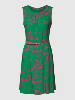 Montego Knielanges Kleid Aus Viskose Mit Taillengürtel - Grün