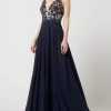 Luxuar Abendkleid Aus Spitze Und Chiffon - Dunkelblau
