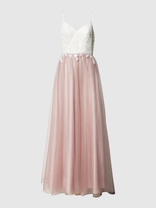Luxuar Abendkleid Mit Kontrastbesatz - Rosé 4 Luxuar Abendkleid Mit Kontrastbesatz - Rosé – Bild 2