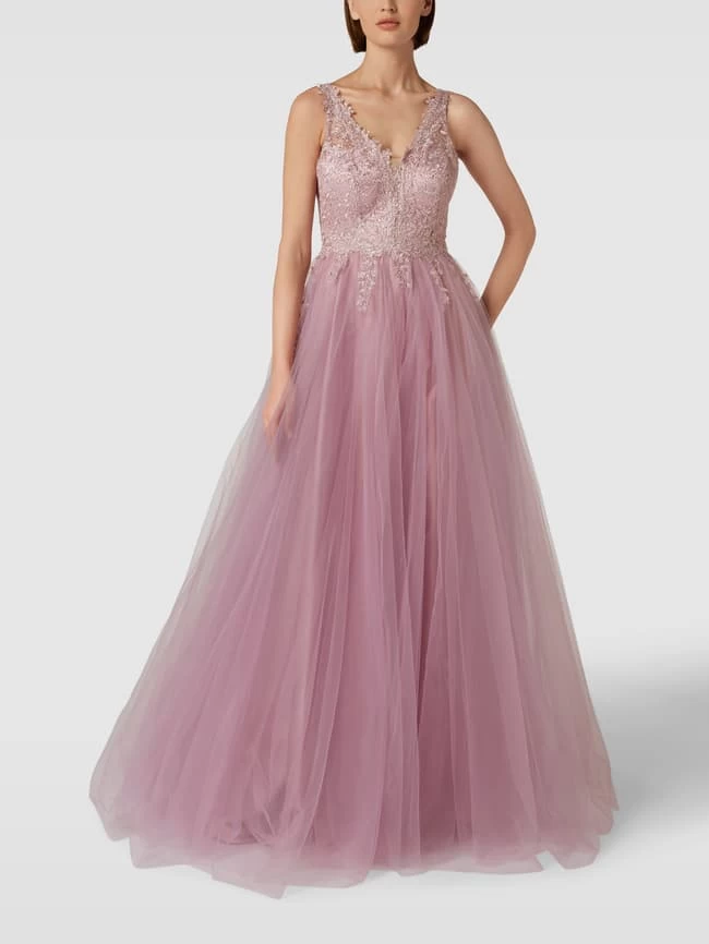 TROYDEN COLLECTION Abendkleid Mit Floralen Stickereien - Altrosa 3 TROYDEN COLLECTION Abendkleid Mit Floralen Stickereien - Altrosa