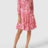 0039 Italy Knielanges Blusenkleid Mit Allover-Muster Modell 'Jule' - Pink