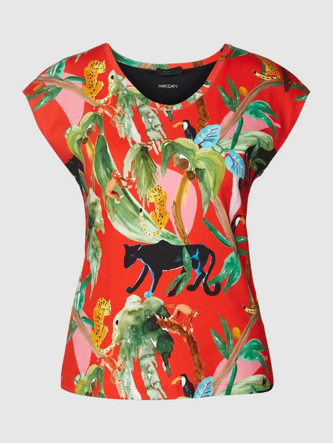 Marc Cain T-Shirt Mit Allover-Muster - Rot 4 Marc Cain T-Shirt Mit Allover-Muster - Rot – Bild 2