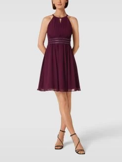 Jake*s Cocktail Cocktailkleid Mit Taillenpasse Mit Paillettenbesatz - Bordeaux Rot