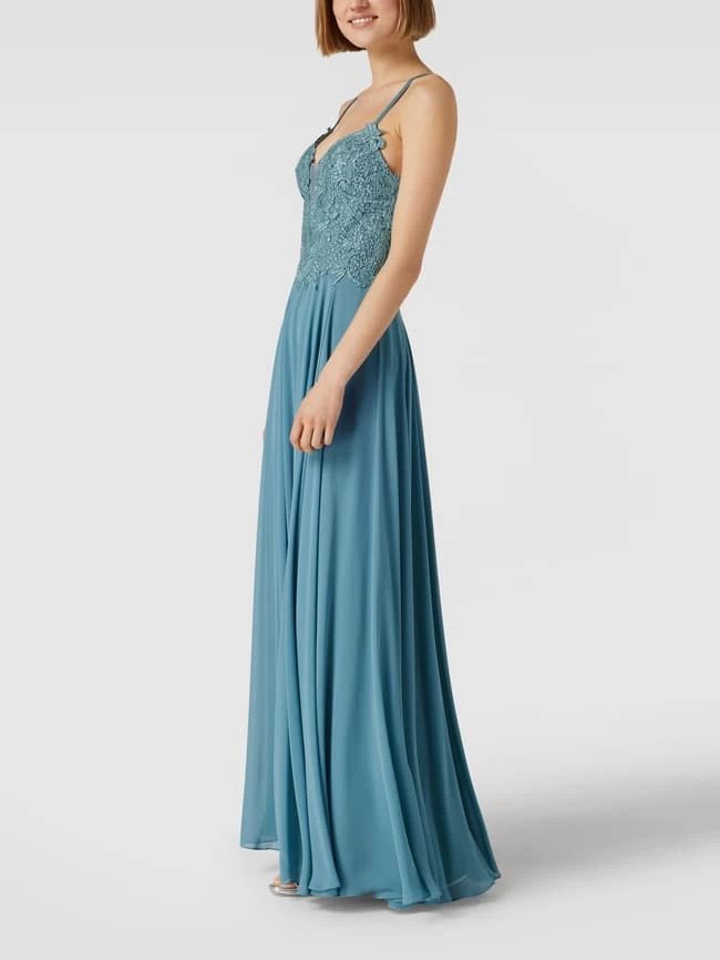 Mascara Abendkleid Mit Zierbesatz - Aqua Blau 3 Mascara Abendkleid Mit Zierbesatz - Aqua Blau