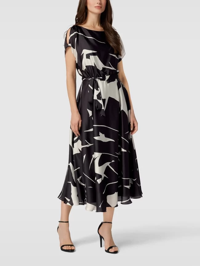 Swing Cocktailkleid Mit Allover-Muster - Schwarz 3 Swing Cocktailkleid Mit Allover-Muster - Schwarz