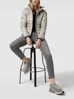 Blauer Usa Daunenjacke In Stepp-Optik - Hellgrau