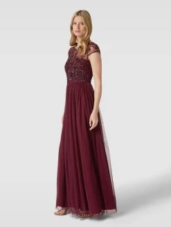 Christian Berg Cocktail Abendkleid Mit Zierbesatz - Kirschrot