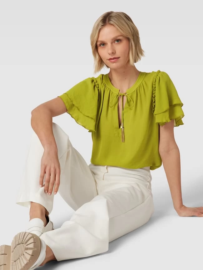 Marc Cain Blusenshirt Mit Tunnelzug Und Volants - Schilf 5 Marc Cain Blusenshirt Mit Tunnelzug Und Volants - Schilf – Bild 3