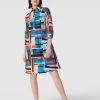 Christian Berg Woman Knielanges Kleid Mit Allover-Muster - Blau