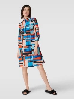 Christian Berg Woman Knielanges Kleid Mit Allover-Muster - Blau
