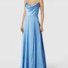 V.M. Abendkleid Mit Wasserfall-Ausschnitt - Hellblau